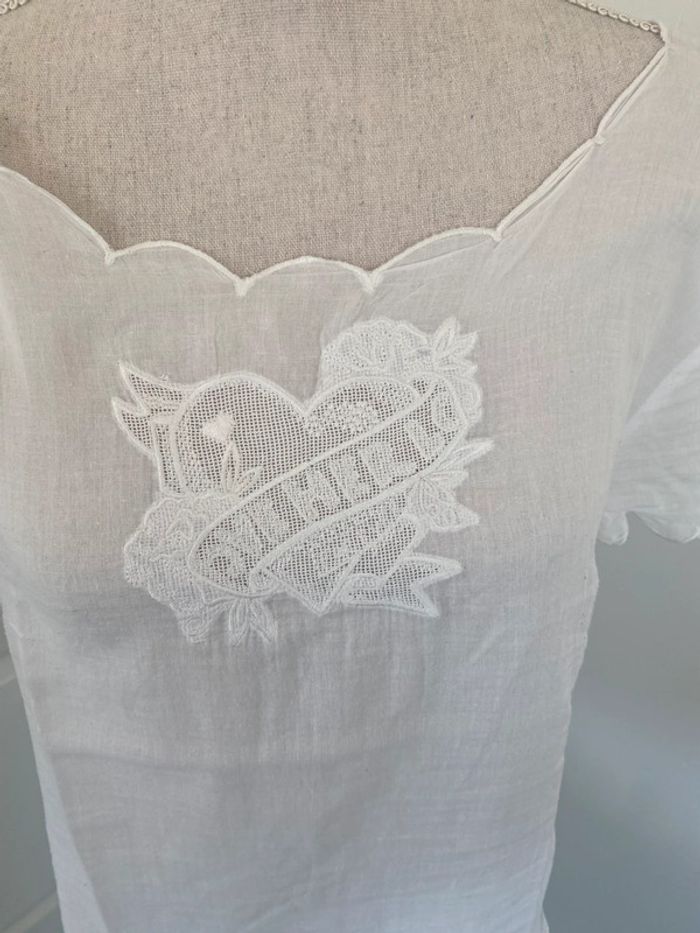 T shirt blanc voile broderie klaya L - photo numéro 2
