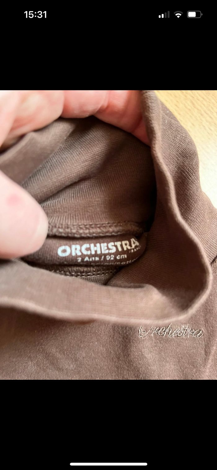 Joli sous-pull marron à col roulé ORCHESTRA T. 2 ans/92 cm garçon TBE - photo numéro 5