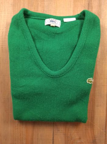 pull vintage IZOD Lacoste – Vert – laine – Homme - taille L (702)