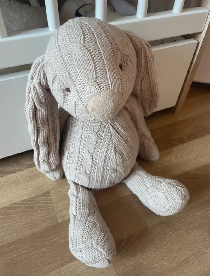 Peluche lapin coton et lin J-line - photo numéro 2