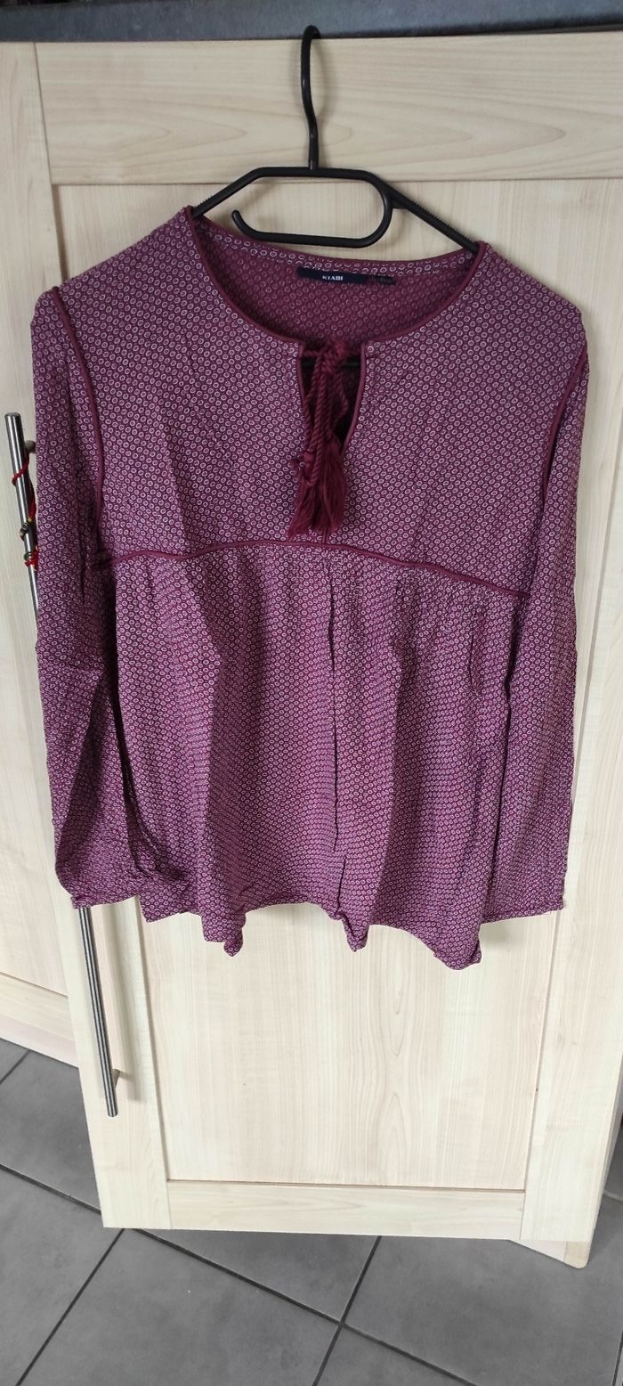Blouse ML bdx motifs beige Kiabi M