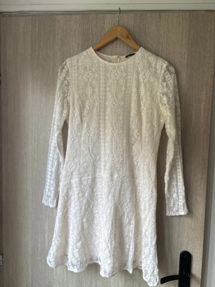 🤍 sublime robe en soie écru style bohème effet dentelle  - Ikks - T40 - photo numéro 2