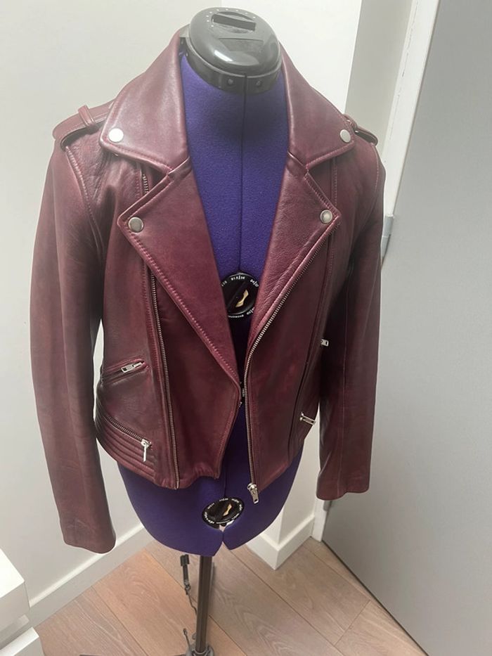 Veste en cuir motard Maje - photo numéro 2