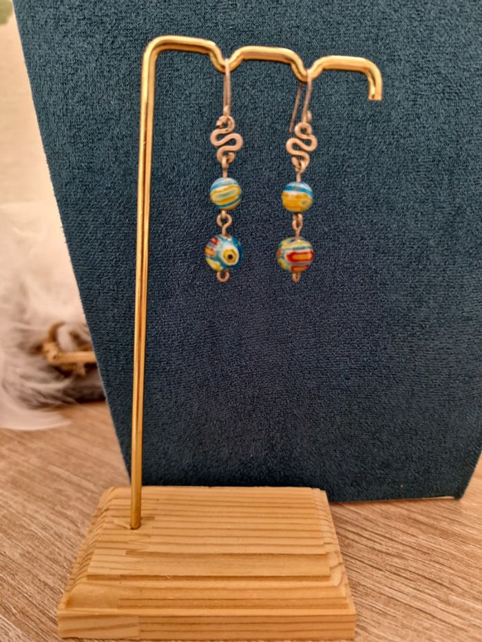 Parure Bijoux Boucle D'oreilles Serpents Perles Collier Réglable Soleil Perle - photo numéro 5