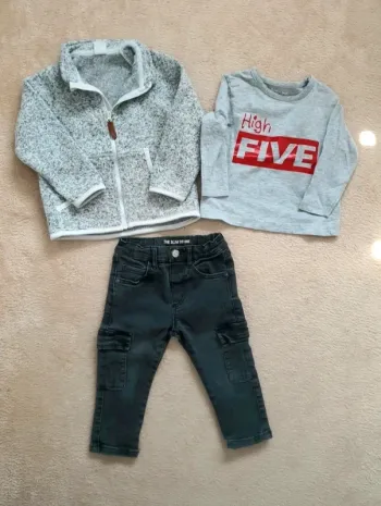 12/18 mois lot mi saison garçon jean cargo veste polaire tshirt