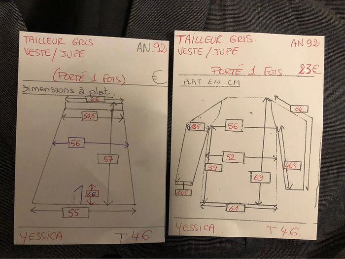 AN92: Tailleur veste/jupe gris effet fines rayures T 46/48 porté 1 fois - photo numéro 17