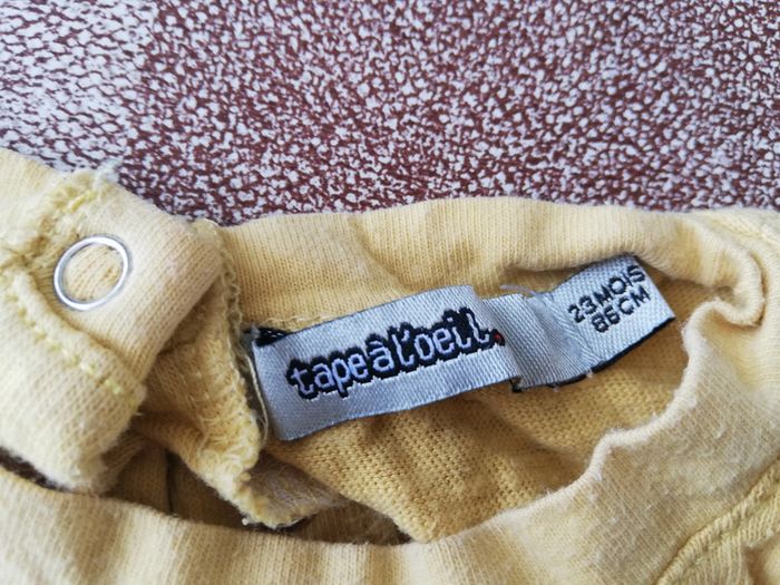 Tee shirt 23 mois jaune manches courtes Tape à l'oeil - photo numéro 2