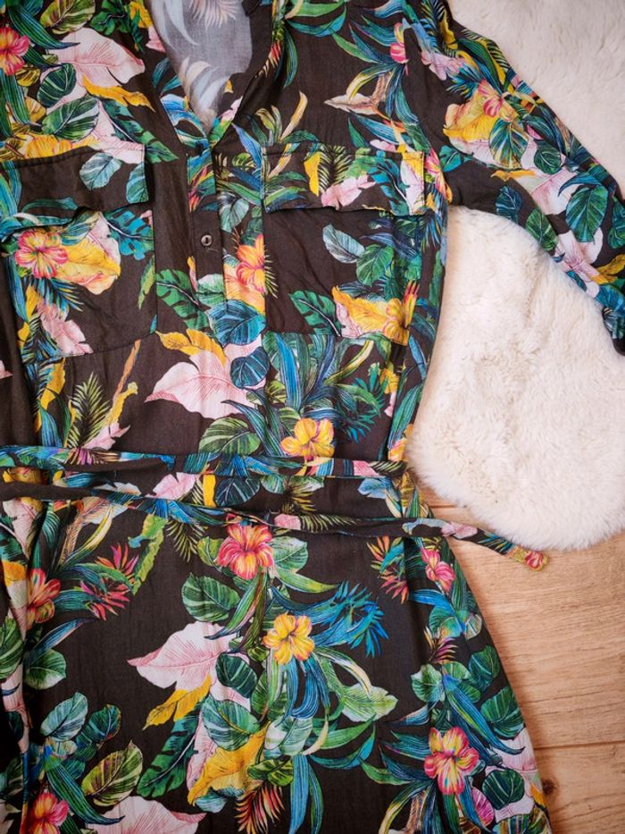 Robe imprimée promod kaki fleurs - photo numéro 4