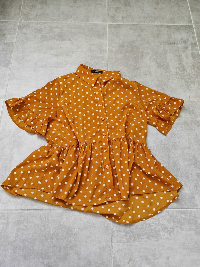 Chemise grossesse jaune à pois