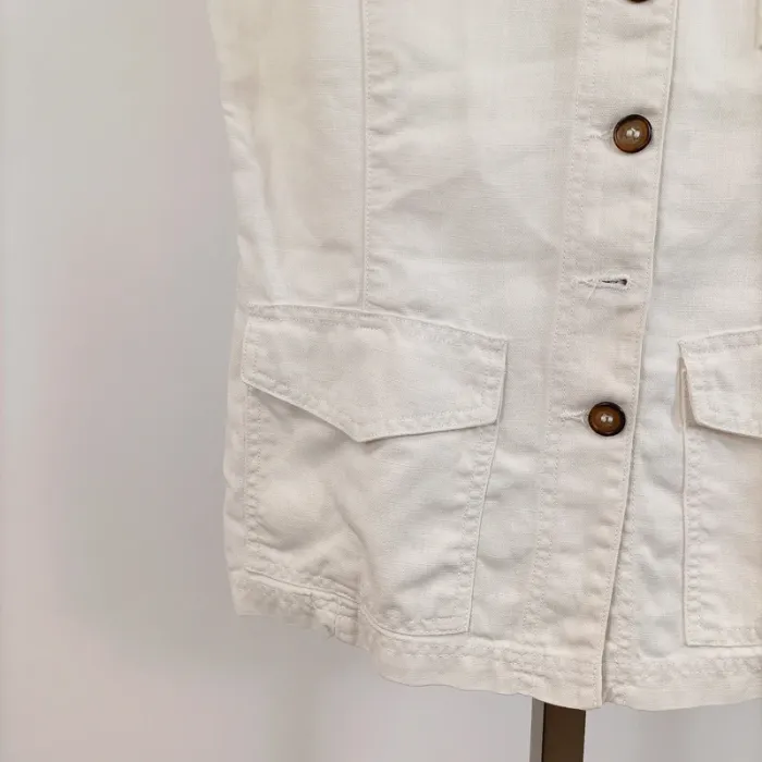 Gilet sans manches en lin Caroll - style safari chic écru taille 38 A646 - photo numéro 3