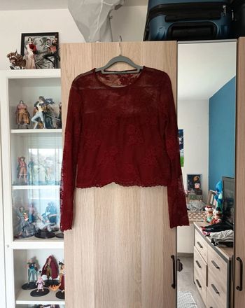 Blouse top a dentelle bordeaux FB sister - Taille M 38