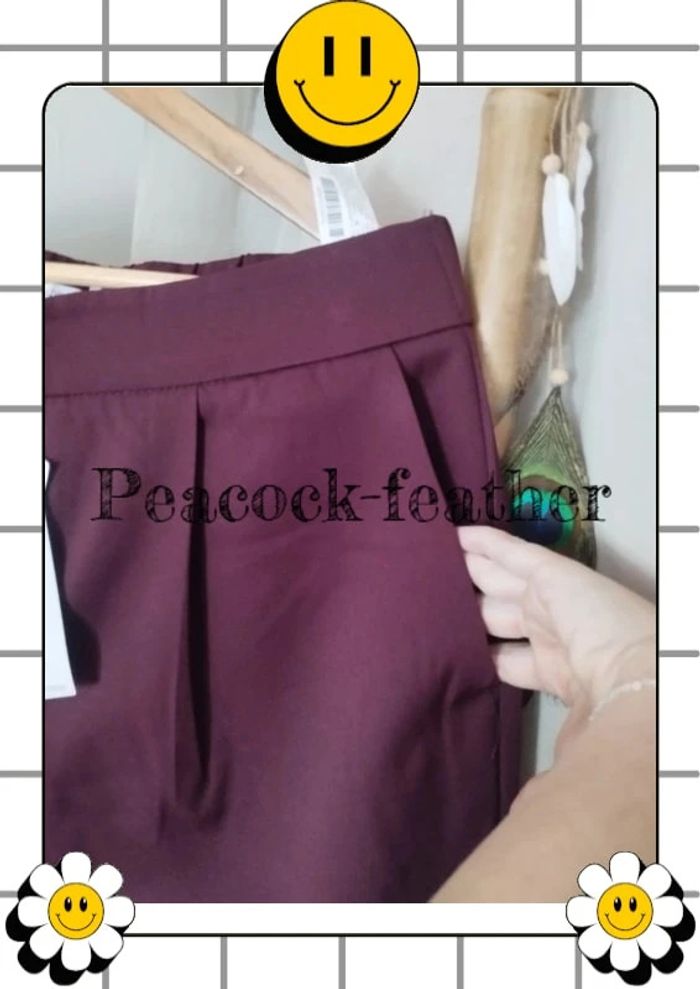 Pantalon large stradivarius bordeaux neuf étiqueté 44 - photo numéro 3