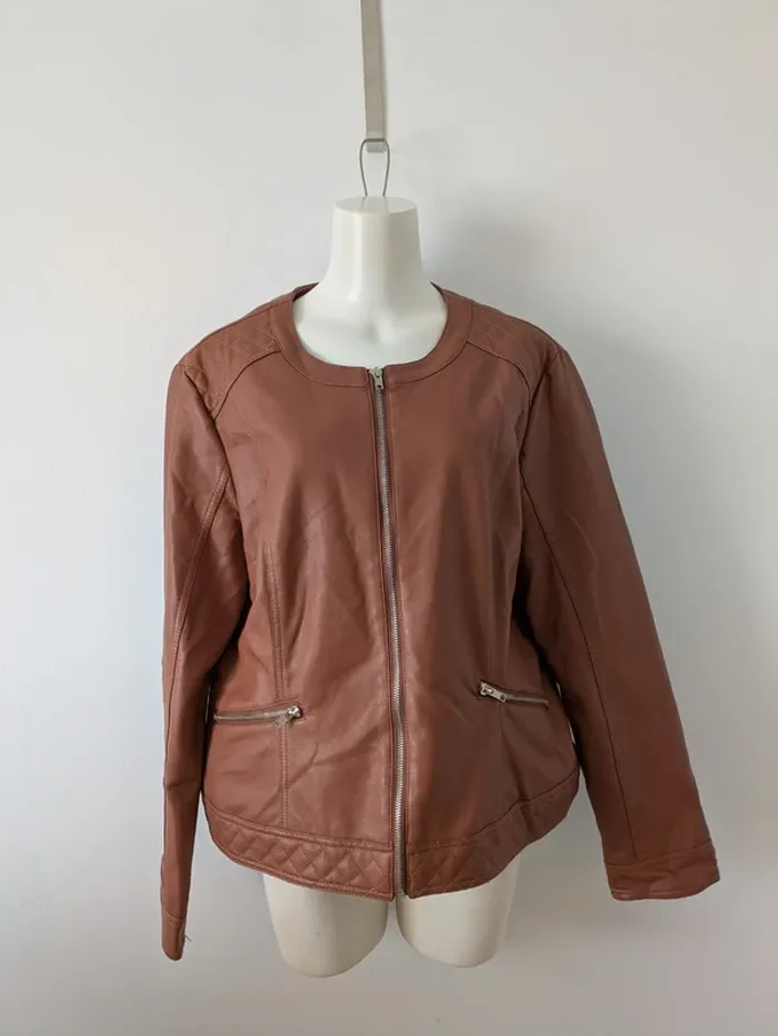 Veste zippée légère en simili marron - Blancheporte - taille 48