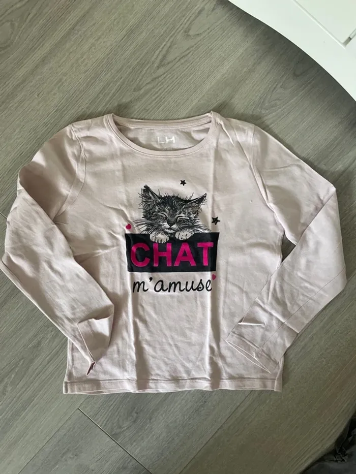 Haut manche longue fille chat