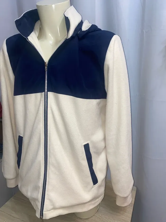 Veste polaire bi-matiere à capuche bleue et beige Wemoto taille XL - n9p - photo numéro 2