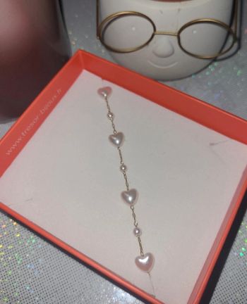 Bracelet en acier inoxydable avec
cœur nacre