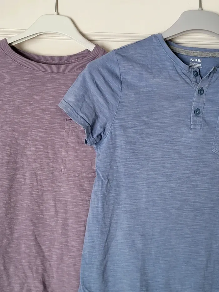 Lot de 2 t-shirt en coton biologique bleu lavande lilas - Kiabi - photo numéro 2