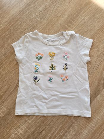 T-shirt blanc broderie fleurs bout'chou 