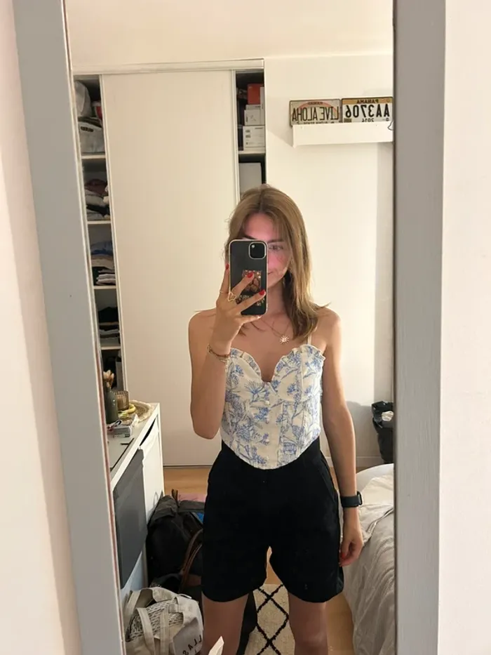 Top blanc et bleu Shein