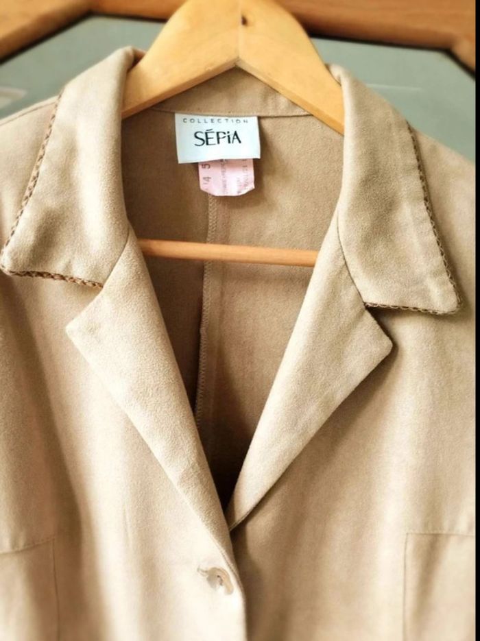 Veste blazer - Suédine - Sépia Vintage - Made in France 38 actuel - Parfait État - photo numéro 5