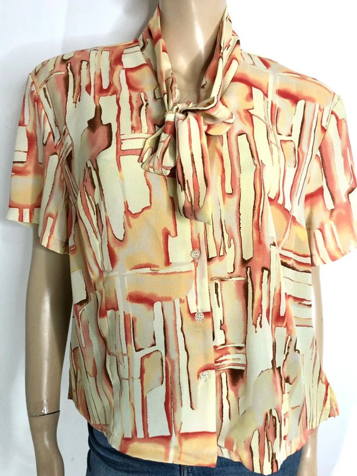 Jolie blouse chemise abstraite Laura Belmont taille 40/42 (voir mesures) - photo numéro 4