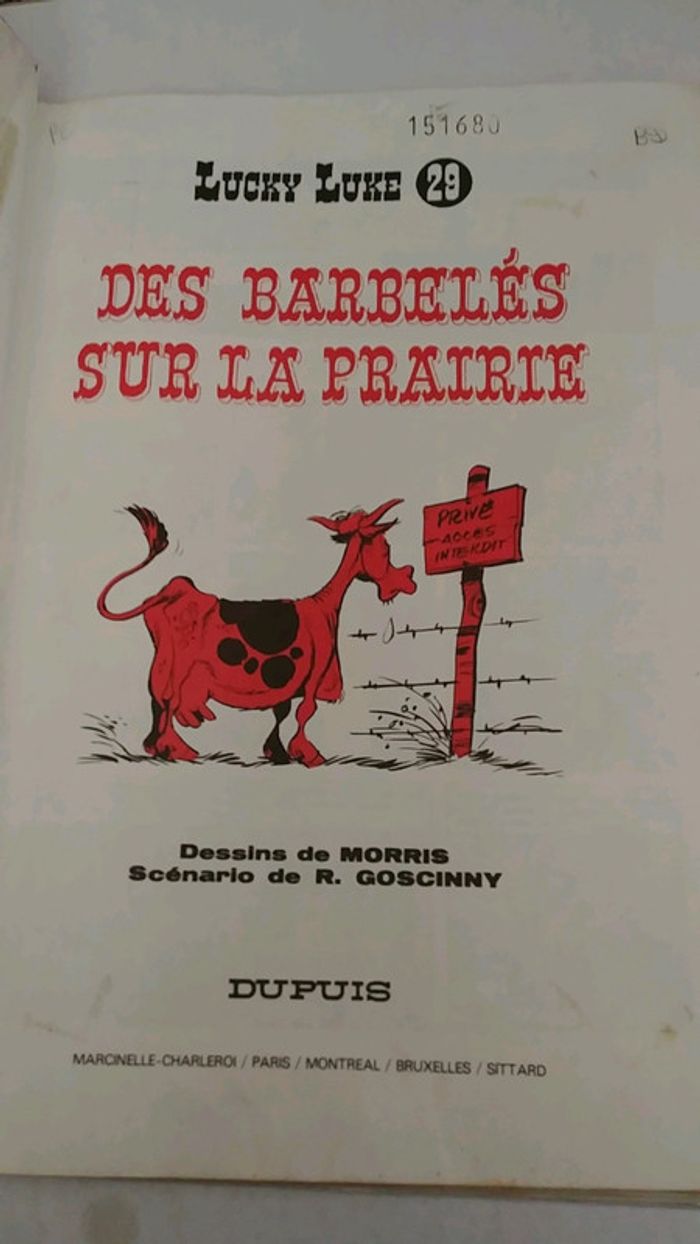 BD Lucky Luke 29 Des barbelés sur la prairie edition Dupuis 1977 - photo numéro 2