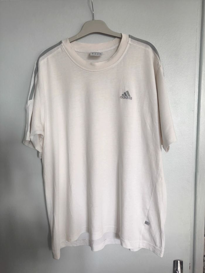 Tee shirt adidas blanc bande grise taille L
