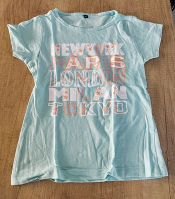 T-shirt manches courtes fille turquoise pâle taille 6 ans