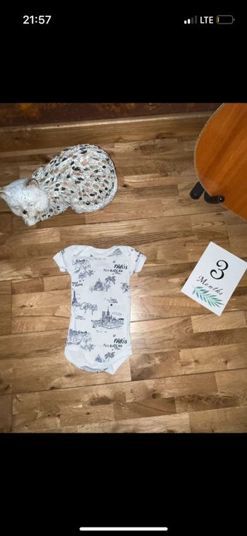 Joli body blanc bleu petit bateau très bon état 3mois/60cm