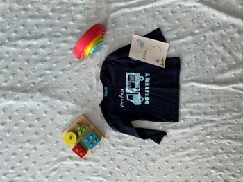 teeshirt manches longues marine impression devant 12 mois hema