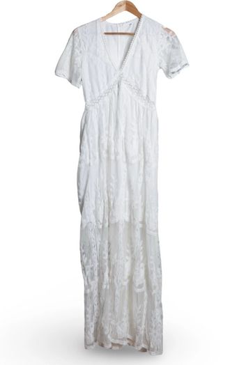 Robe longue blanche dentelle et broderie anglaise bohème vibes Taille S