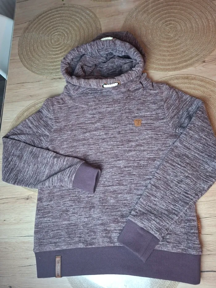 Sweat à capuche Naketano "Brave New Word" bordeaux chiné (mixte) - photo numéro 2