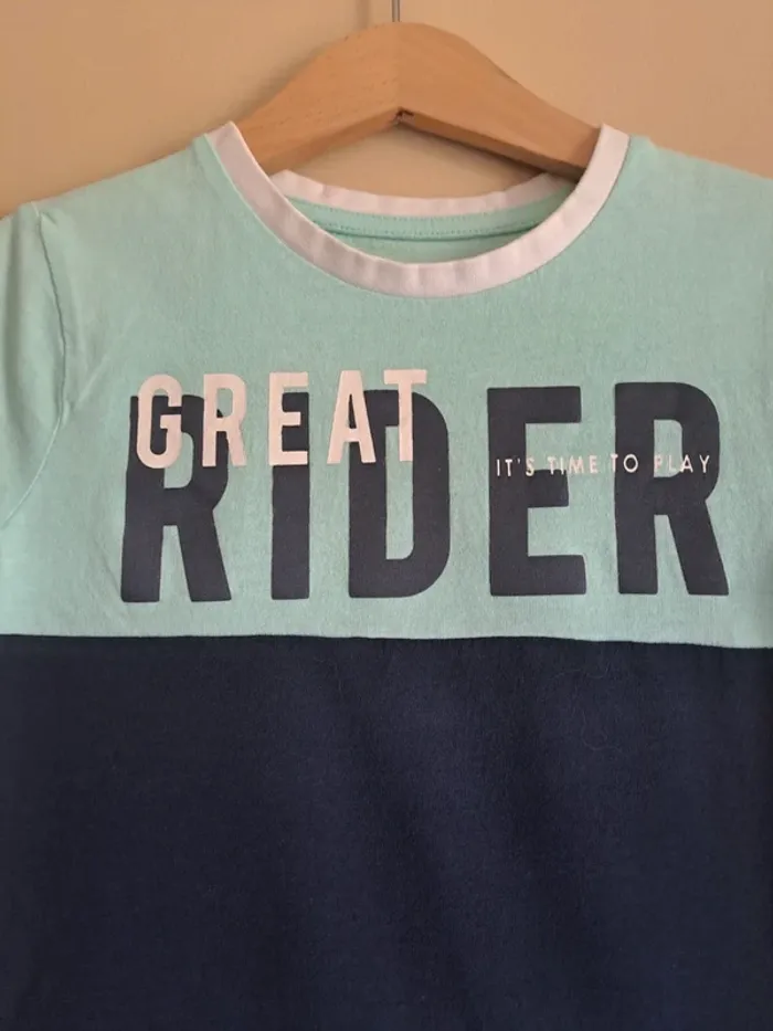 T-shirt garçon 5 ans gemo marine turquoise comme neuf - photo numéro 2