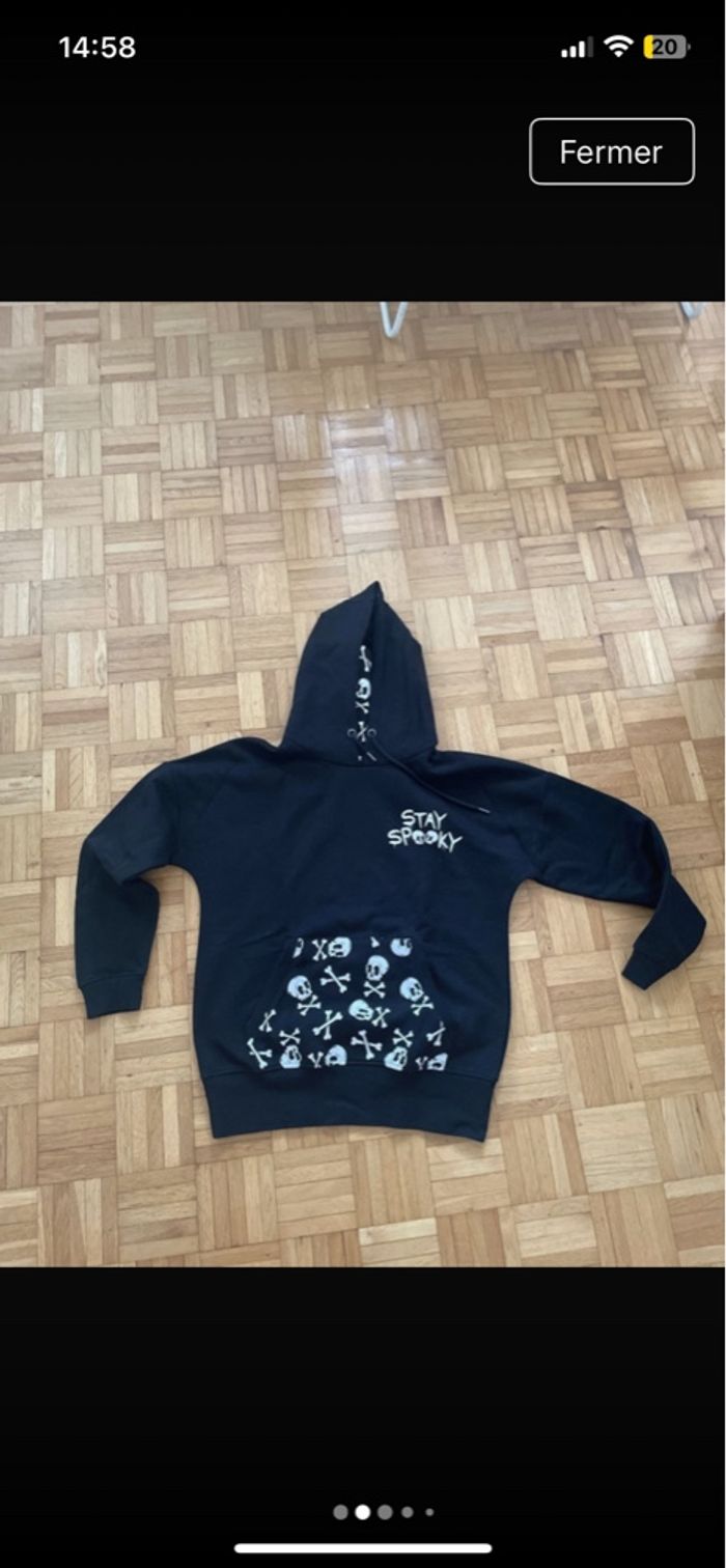 Sweat à capuche noir tête d mort - photo numéro 2