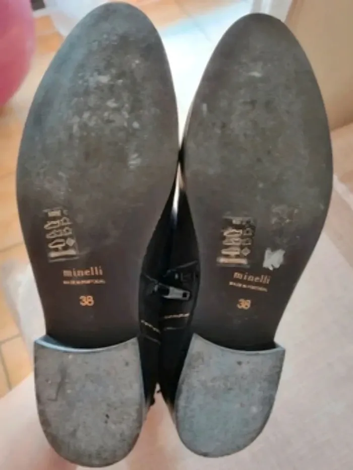 Bottines Minelli cuir noir 38 portées une fois - photo numéro 3