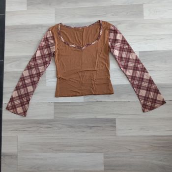 T-shirt femme à manches longues couleur camel taille M