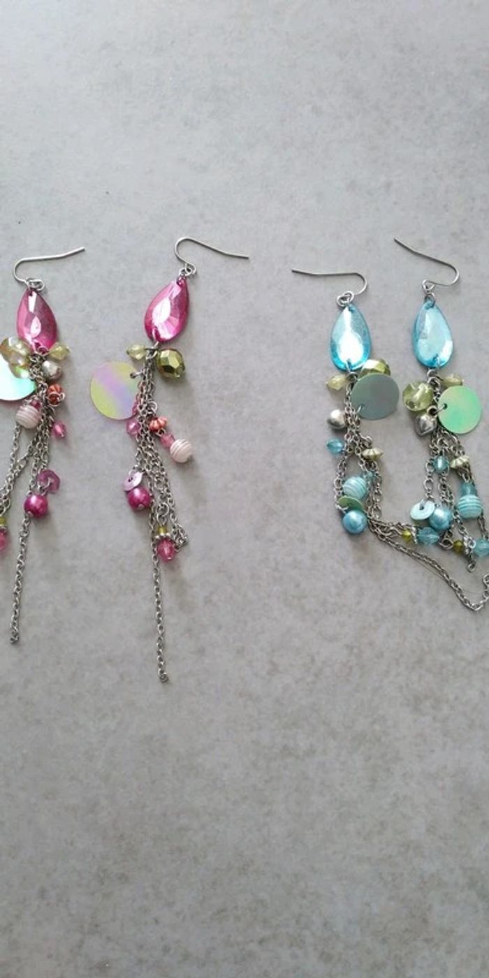 Lot 2 paire boucle d'oreille pendante