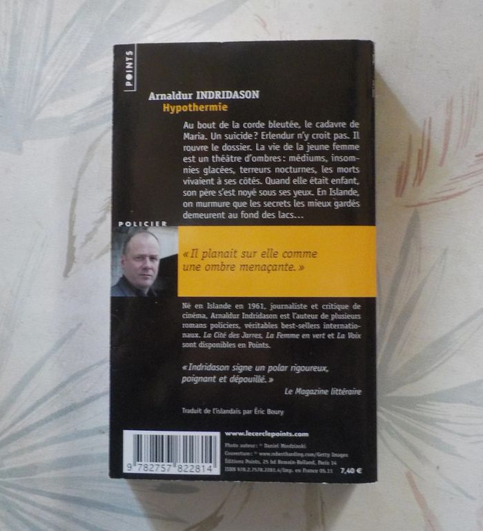 Hypothermie de Arnaldur Indridason Ed. Sonatine Points - photo numéro 2