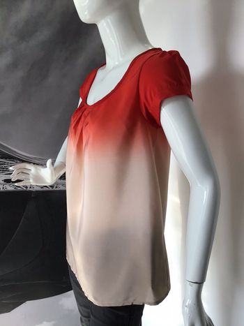 Blouse tunique tri color encolure à nouer