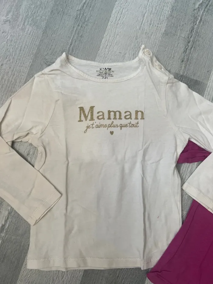 Lot de 2 tee shirt ML Kiabi bébé filles 24 mois - photo numéro 2