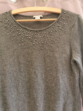 Pull laine H et M perles sympa T S