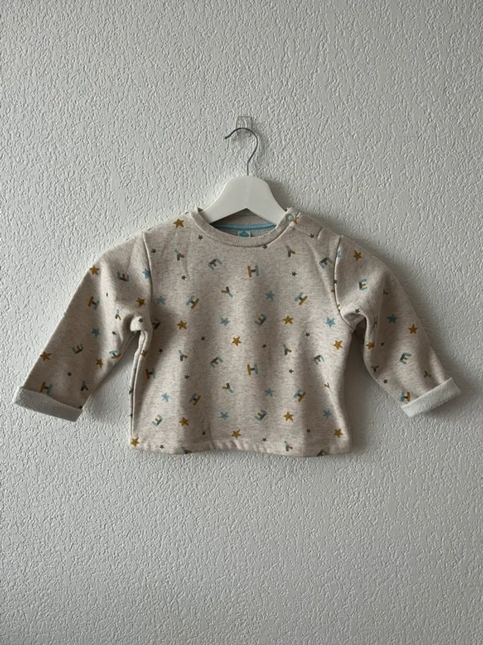 Sweat bébé Tex Baby – 23 mois – étoiles et lettres