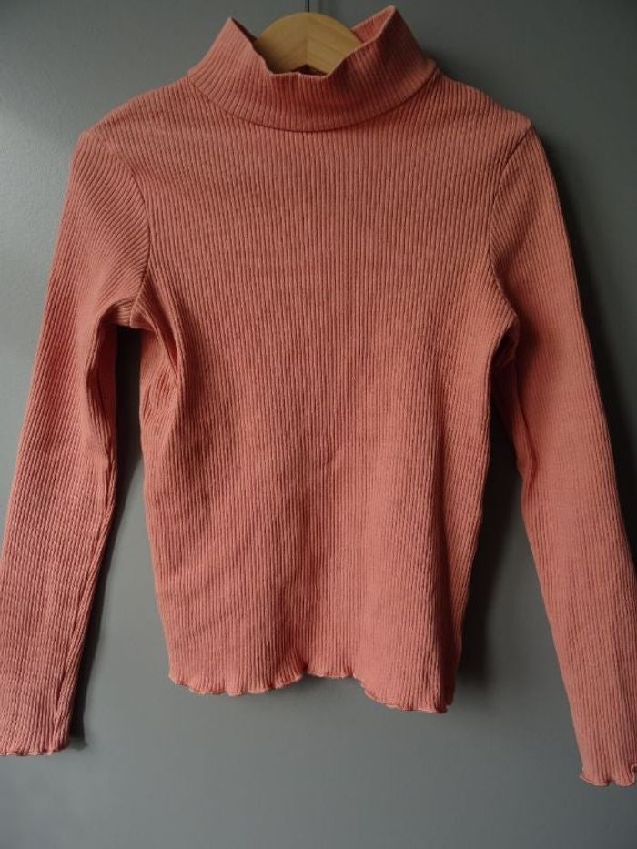 T-shirt col montant rose saumon