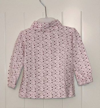 Sous-pull bébé fille 9 mois – motif chat rose et gris