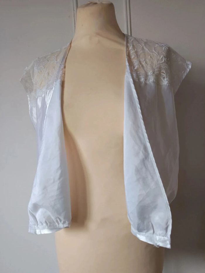 💎haut top sexy satiné brillant élégante été made in France vintage rare dentelle Warner taille l 40 - photo numéro 2