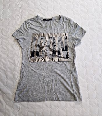 T-shirt Femme Guess Gris Chiné Imprimé "Icon" - Taille XS