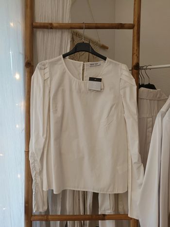 Jolie blouse blanche 100 % coton Cropp taille S neuve avec étiquette 🏷