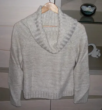pull à col châle beige chiné taille S état comme neuf