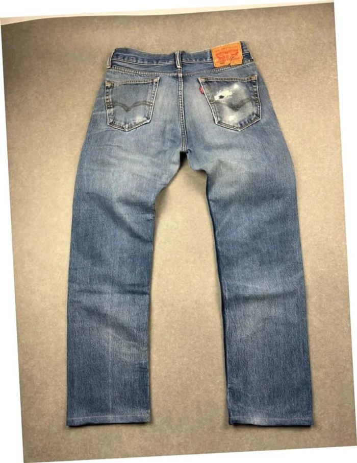 Jean pantalon coupe droite 505 levis bleu W30 L34 effet délavé - photo numéro 5