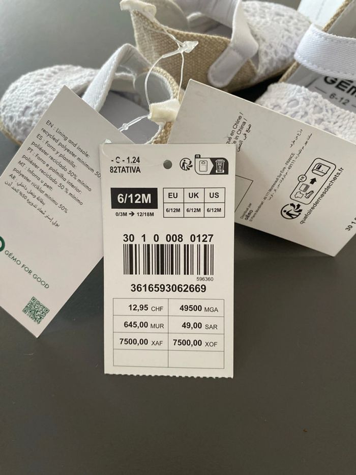 Lot de 2 paires d’espadrilles bébés filles 6-12 mois - photo numéro 3